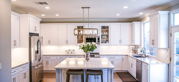 Bright kitchen ready after residential cleaning